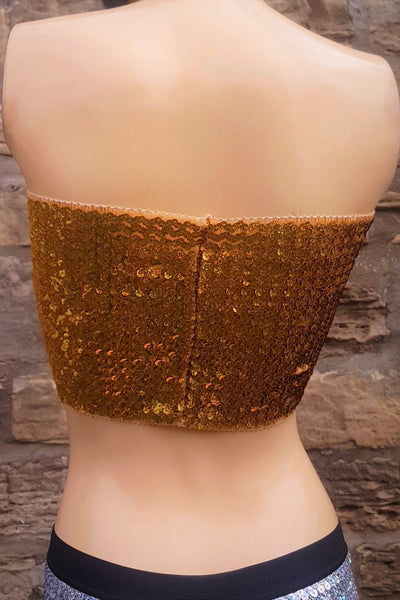 Sequin Boob Tube Disco Gold