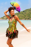 Rasta Reggae Feather Sequin Party Dress 