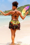 Rasta Reggae Feather Sequin Party Dress 