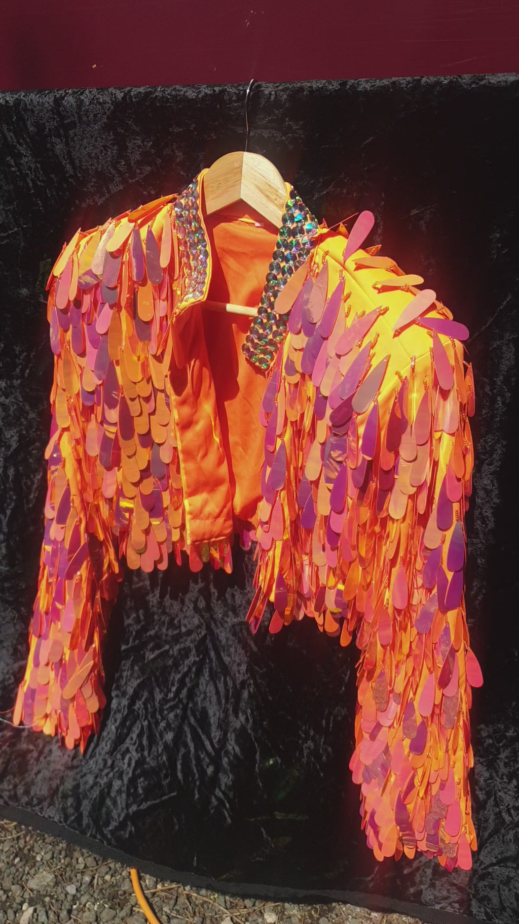 Orange Firestarter Festival Sequin Bolero Jacket