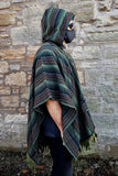 Green Heavy Natural Cotton Hooded Poncho | SHRINE - SHRINE