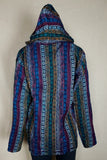 Size L Teal Blue, Purple Stripy Paisley Fleece Pullover Hoodie | Shrine