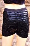 High Waisted Glitter Sequin Hot Pants Black