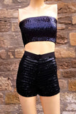 High waisted black sequin glitter hot pants disco outfit 