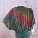 Women's Green and Red Tie Dye Baggy Top Multicoloured SHRINE