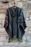 Green Heavy Natural Cotton Hooded Poncho | SHRINE - SHRINE