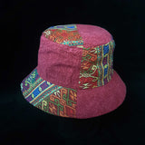 Maroon Red Hill Tribe Festival Patchwork Bucket Hat | SHRINE HATS - SHRINE