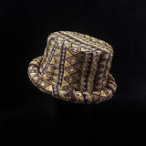  Purple Yellow Hill Tribe Festival Roll Hat | SHRINE HATS