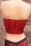 Red Sparkly Boobtube disco Sequin Behind view