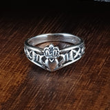 V Shaped Plain Silver Celtic Claddagh Ring