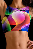 Women's Bubblegum Print Stretch Yoga Festival Rave Beach Crop Top | Shrine Clothing - SHRINE