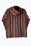 Rust Red and Beige Thai Hill Tribe Fabric Zig Zag Pattern Hooded Jacket