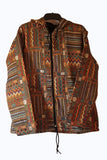 Rust Brown Multi Coloured Thai Hill Tribe Fabric Hooded Jacket