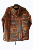 Rust Brown Multi Coloured Thai Hill Tribe Fabric Hooded Jacket