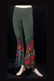 Women's Boho Green Multicoloured Tie Dye Flared Trousers