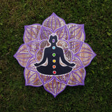 Buddha Chakra Mandala Hand Carved Painted Plaque Yoga Meditation Gift Purple